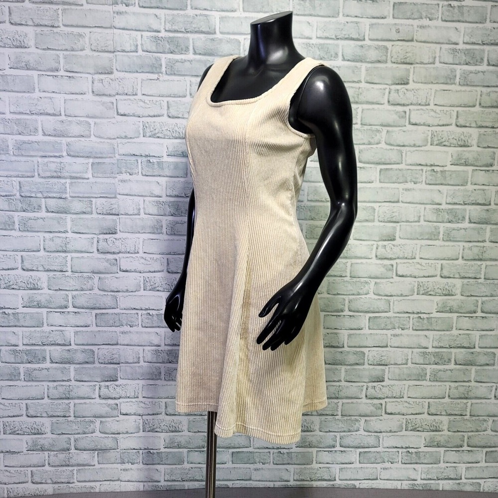 Jones New York Sport Ribbed Corduroy Dress Cream Sleeveless 90s Y2K Babydoll - Picture 5 of 8
